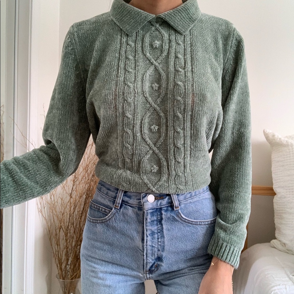 Vintage Alfred Dunner Sage Green Knitted Sweater